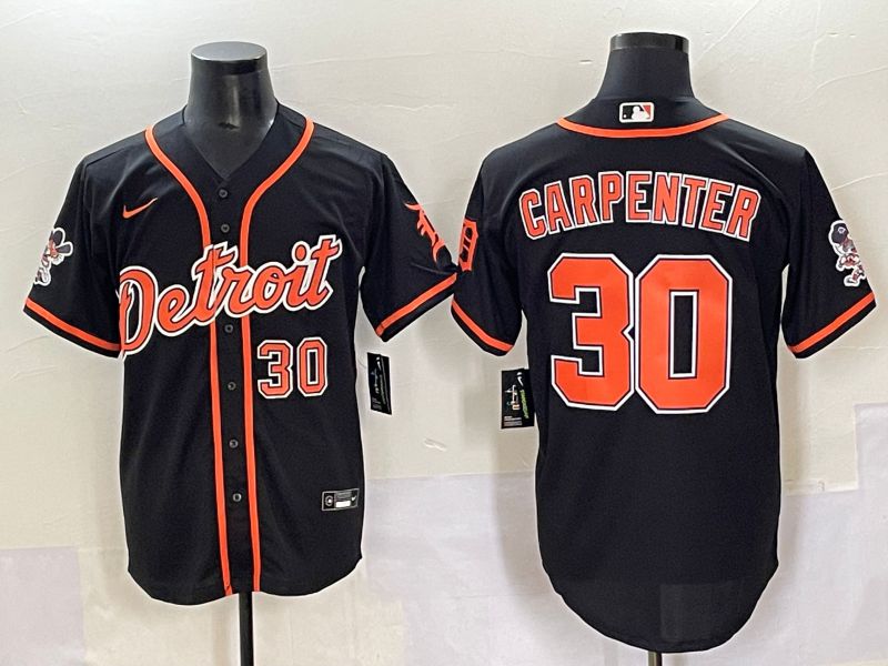 Men 2025 Detroit Tigers #30 Carpenter Black Joint Name Nike MLB Jersey style 5->detroit tigers->MLB Jersey